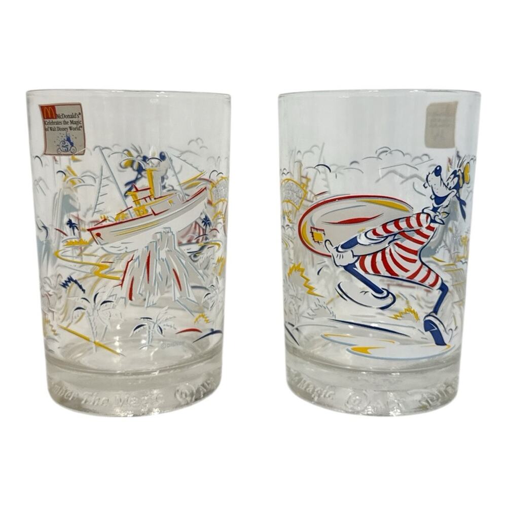 McDonald's Nautical Glass Set of 2 Vintage Disney Goofy Typhoon Lagoon